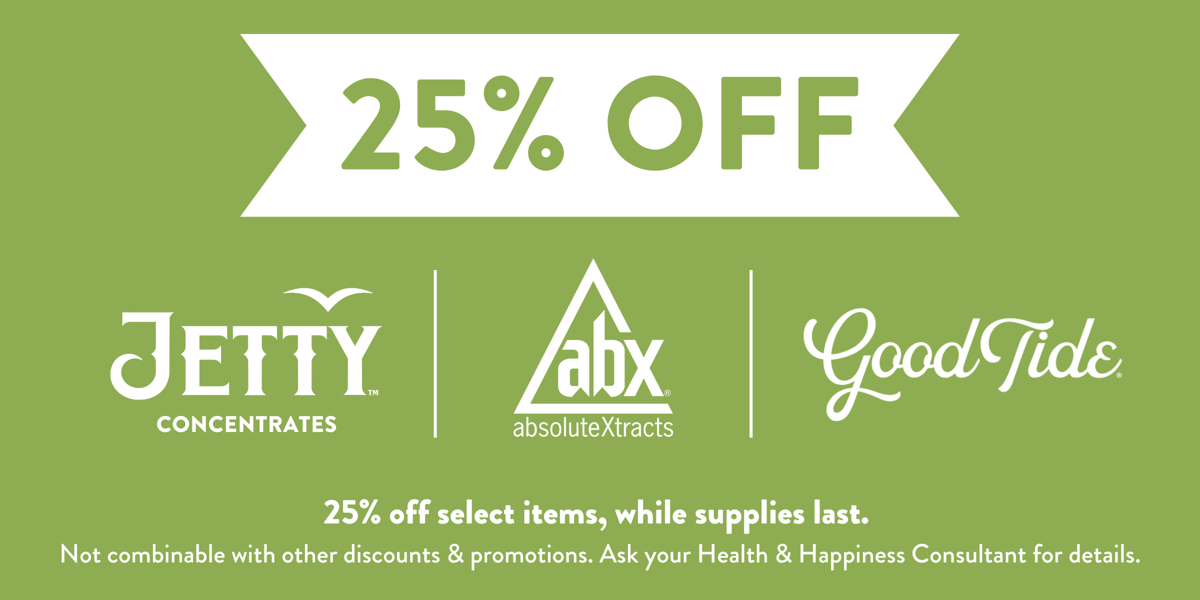 25% off Jetty Concentrates, ABX Vapes, Good Tide